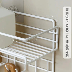 Bathroom Storage Shelf with Hooks and Soap Dish - All-In-One Store