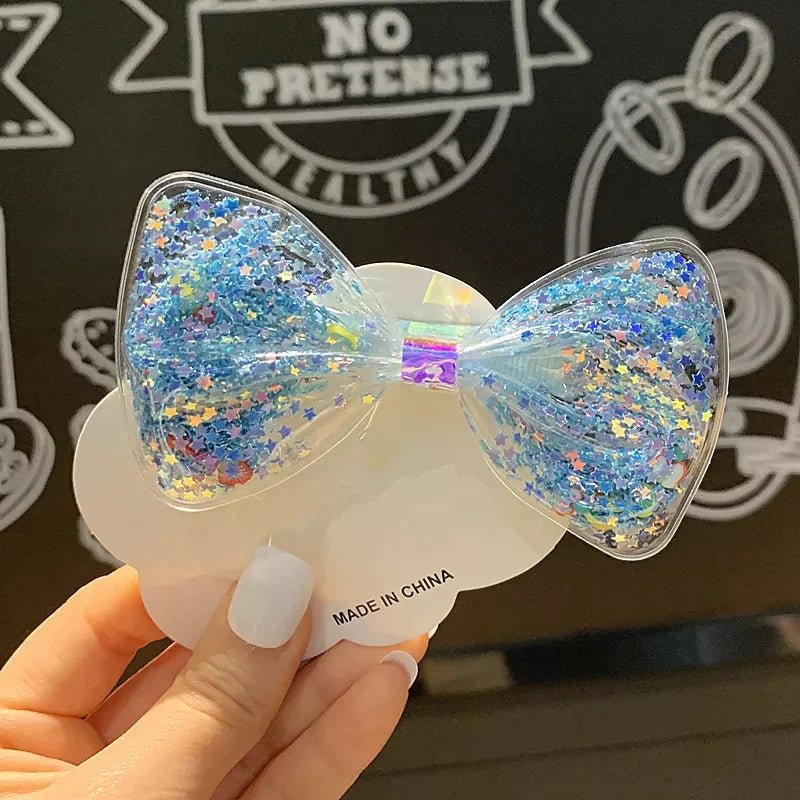 Bow Style soft hair clips with glittering stars - All-In-One Store