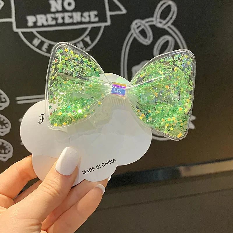 Bow Style soft hair clips with glittering stars - All-In-One Store