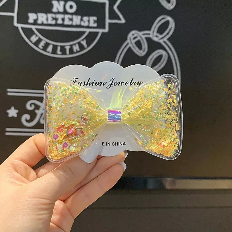 Bow Style soft hair clips with glittering stars - All-In-One Store