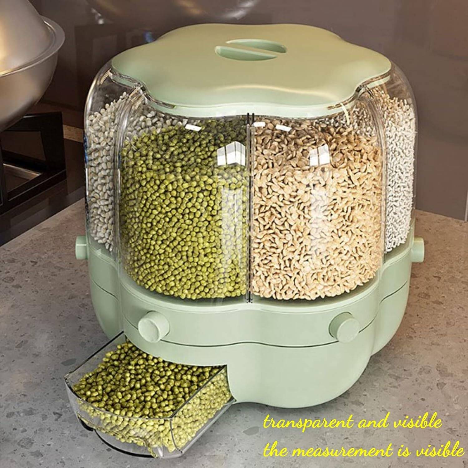 Valtier 360° 6-Grid Grain Storage Container – All-In-One Store