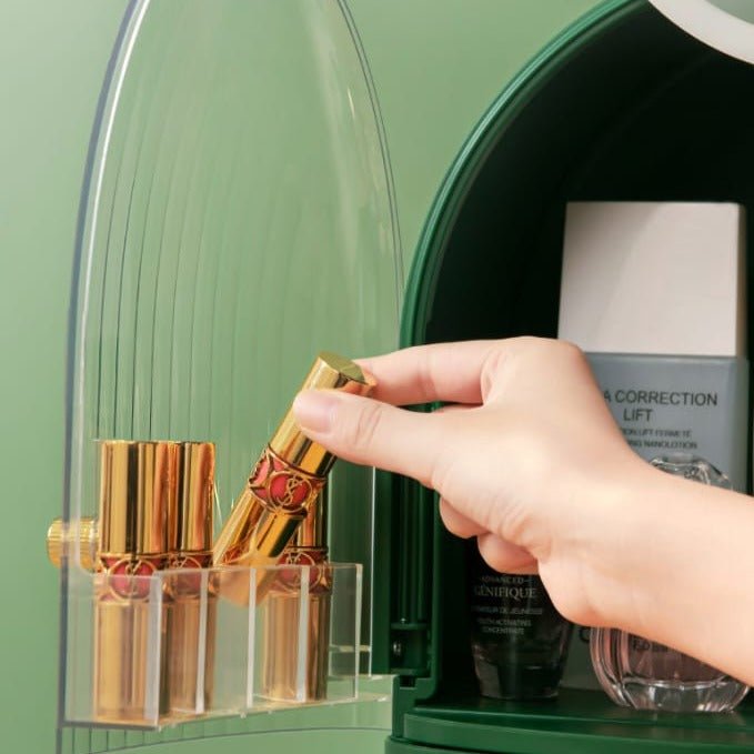 Cactus Cosmetic Organizer With LED Light With Mirror - All-In-One Store