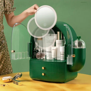 Cactus Cosmetic Organizer With LED Light With Mirror - All-In-One Store