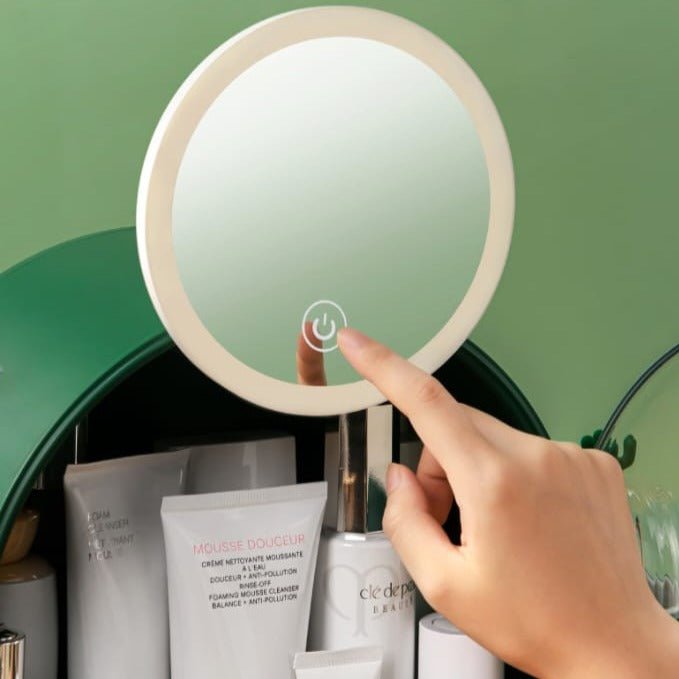 Cactus Cosmetic Organizer With LED Light With Mirror - All-In-One Store