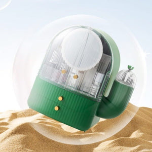 Cactus Cosmetic Organizer With LED Light With Mirror - All-In-One Store