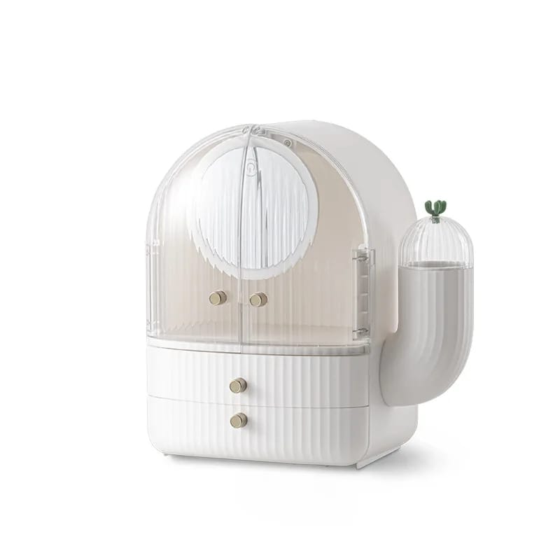 Cactus Cosmetic Organizer With LED Light With Mirror - All-In-One Store