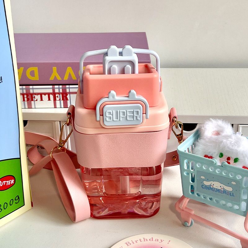 Cartoon Tritan Straw Water Bottle 800ml - All-In-One Store