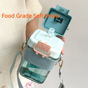 Cartoon Tritan Straw Water Bottle 800ml - All-In-One Store