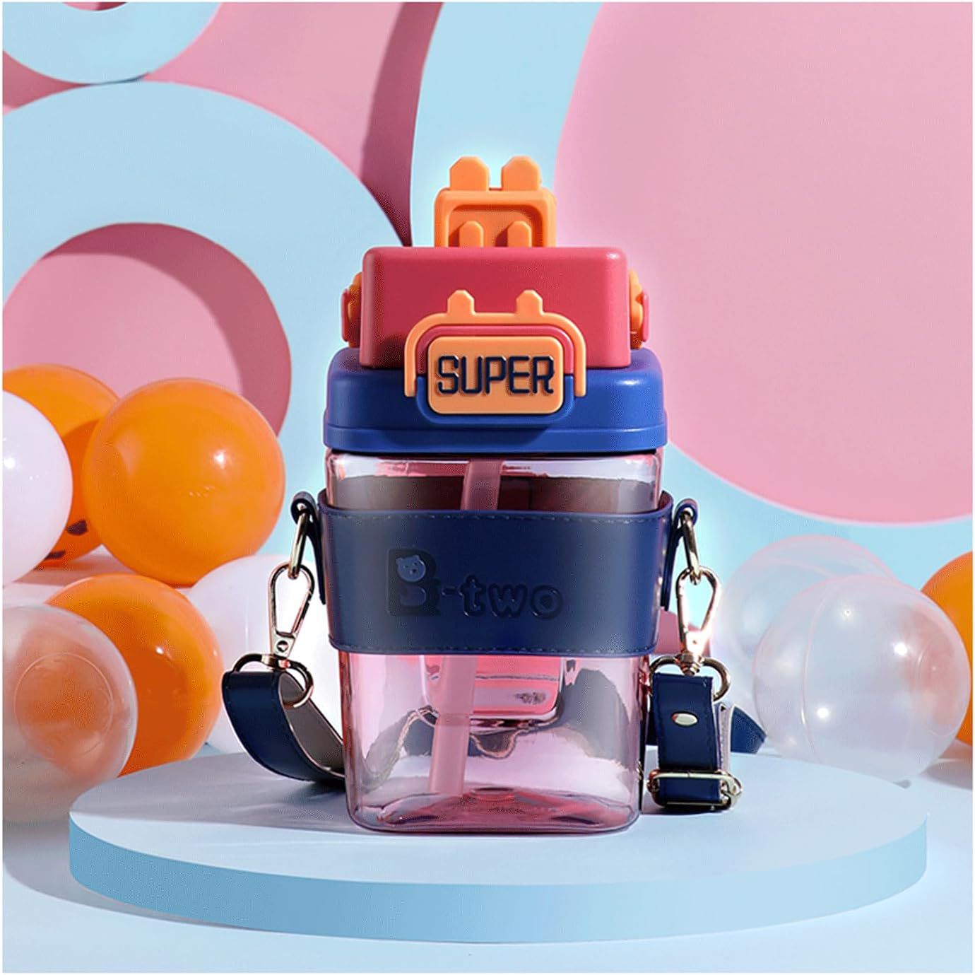 Cartoon Tritan Straw Water Bottle 800ml - All-In-One Store