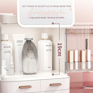 Classy Cosmetic Organizer With Mirror (Without LED) - All-In-One Store