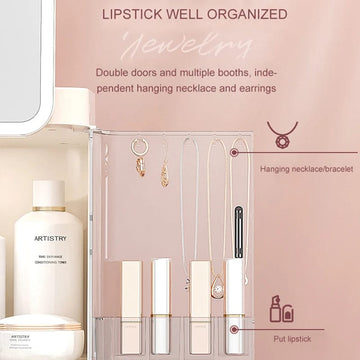 Classy Cosmetic Organizer With Mirror (Without LED) - All-In-One Store