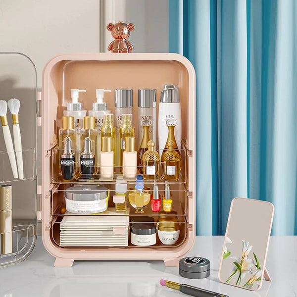 Clear View Cosmetic Organizer With Mirror & LED - All-In-One Store