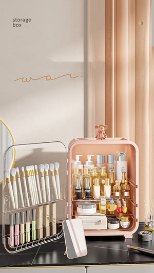 Clear View Cosmetic Organizer With Mirror & LED - All-In-One Store