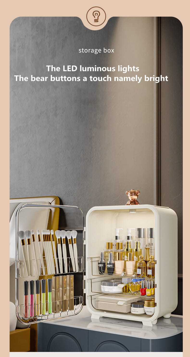 Clear View Cosmetic Organizer With Mirror & LED - All-In-One Store