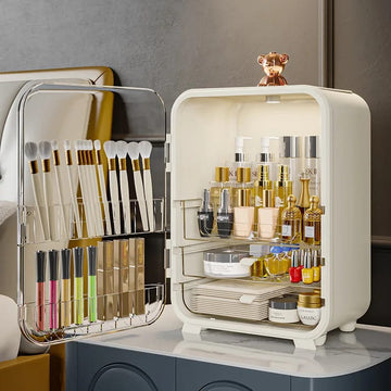 Clear View Cosmetic Organizer With Mirror & LED - All-In-One Store