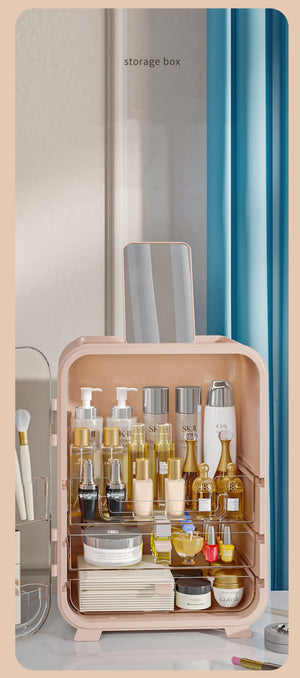 Clear View Cosmetic Organizer With Mirror & LED - All-In-One Store