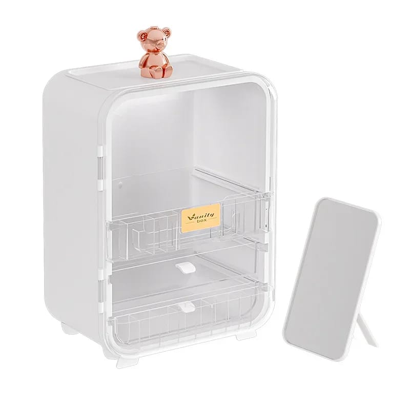 Clear View Cosmetic Organizer With Mirror & LED - All-In-One Store