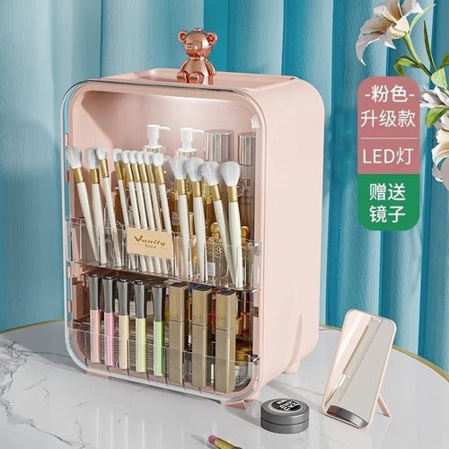 Clear View Cosmetic Organizer With Mirror & LED - All-In-One Store