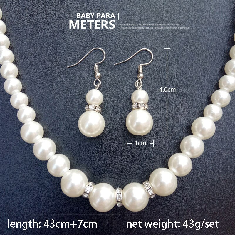 Crystal Pearls Necklace With Earrings & Bracelet - All-In-One Store