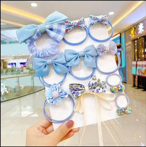 Cute Flowers and Bow Elastic Hairbands (Pack of 10) - All-In-One Store