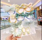 Cute Flowers and Bow Elastic Hairbands (Pack of 10) - All-In-One Store