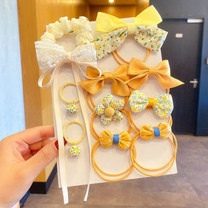Cute Flowers and Bow Elastic Hairbands (Pack of 10) - All-In-One Store