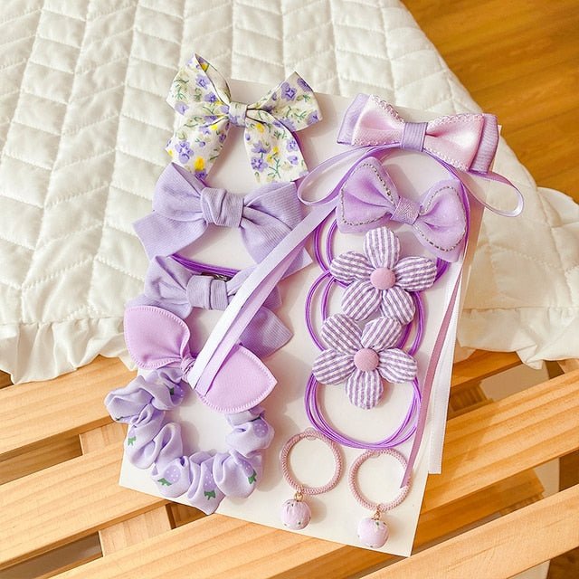 Cute Flowers and Bow Elastic Hairbands (Pack of 10) - All-In-One Store