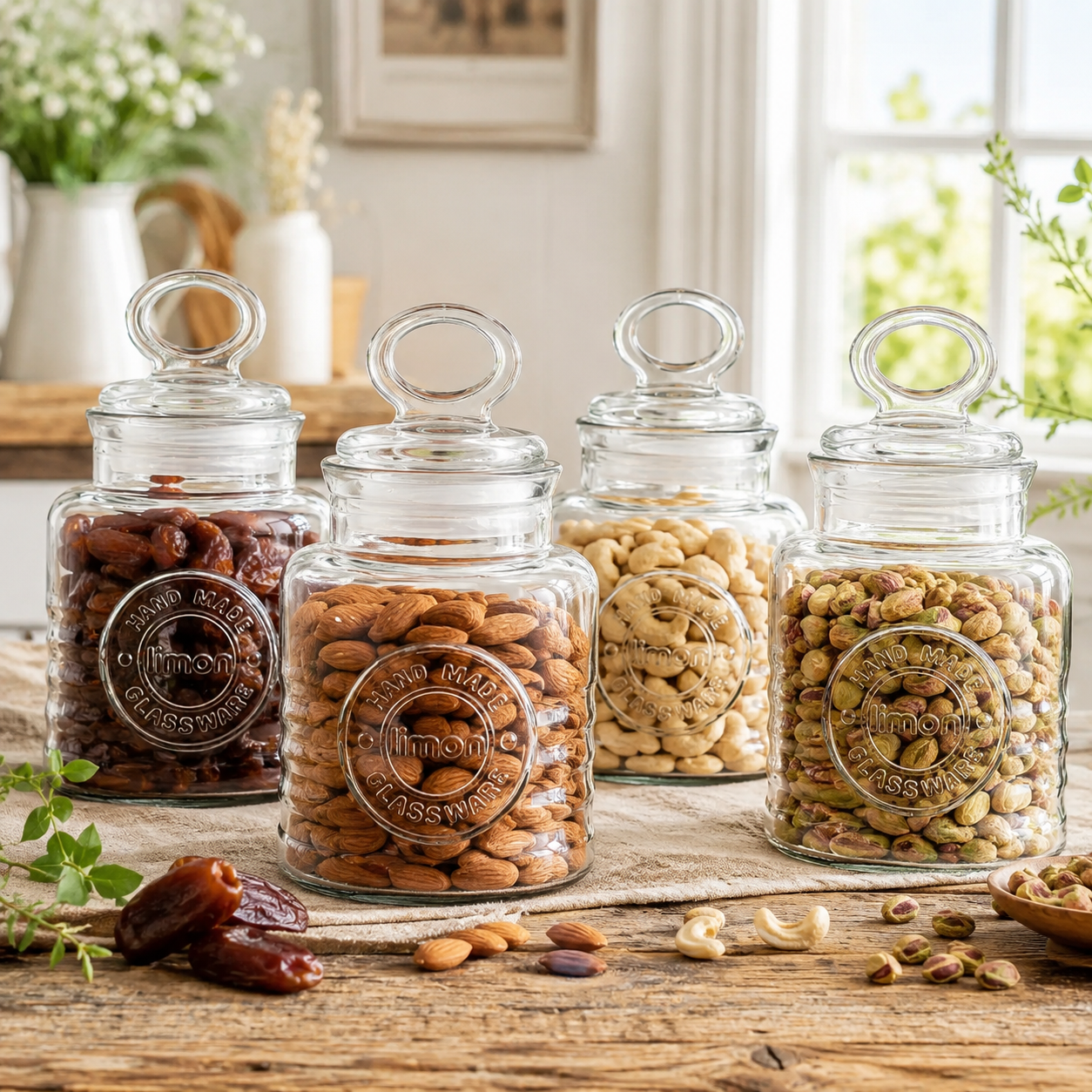 4-Pcs Rustic Design Handmade Glass Canister Set (2008) by Limon