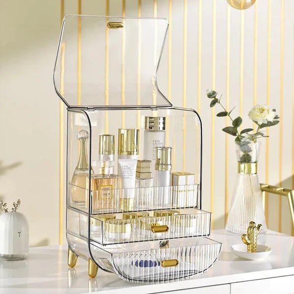Desktop Transparent Cosmetic Storage Box - All-In-One Store