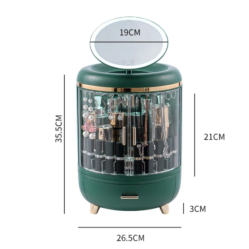 Double Door Cosmetic Organizer With Mirror - All-In-One Store