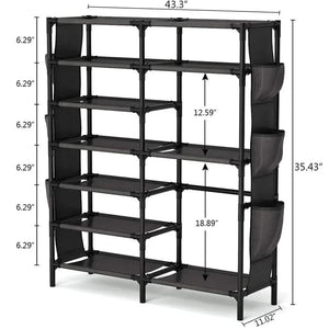 Double Row Shoe Rack With Side Pocket - All-In-One Store