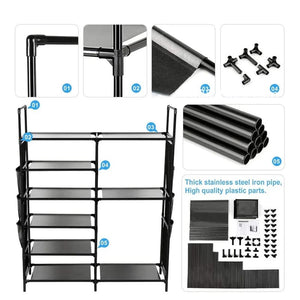 Double Row Shoe Rack With Side Pocket - All-In-One Store
