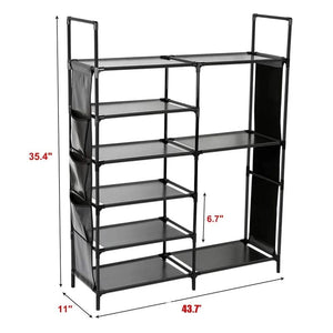 Double Row Shoe Rack With Side Pocket - All-In-One Store
