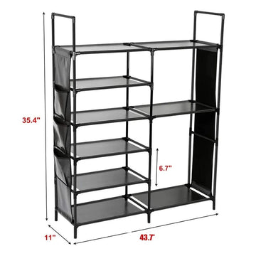Double Row Shoe Rack With Side Pocket - All-In-One Store