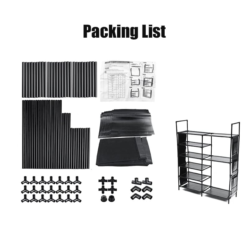 Double Row Shoe Rack With Side Pocket - All-In-One Store