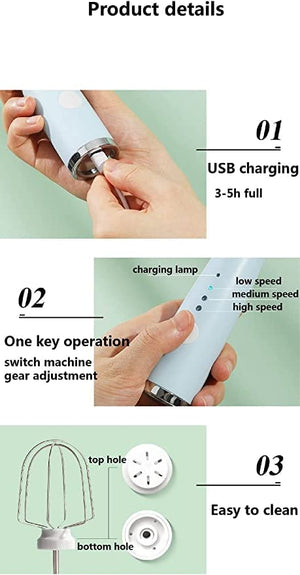 Electric Milk Frother Egg Beater Rechargeable - All-In-One Store