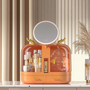 Elegant Makeup Organizer With LED Mirror - All-In-One Store