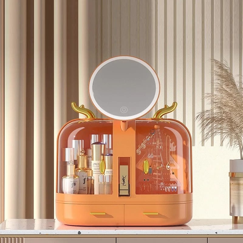 Elegant Makeup Organizer With LED Mirror - All-In-One Store