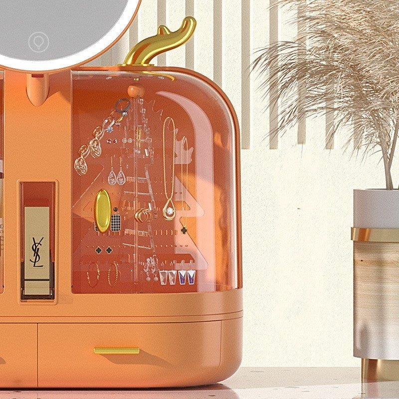 Elegant Makeup Organizer With LED Mirror - All-In-One Store