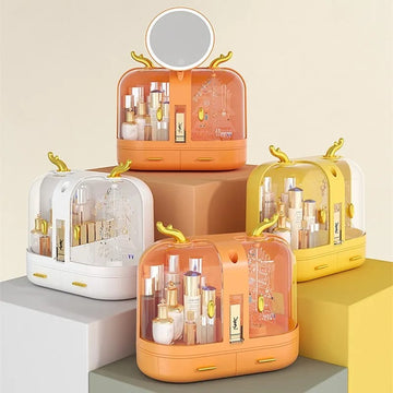 Elegant Makeup Organizer With LED Mirror - All-In-One Store