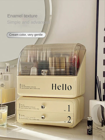 Exquisite Cosmetic Organizer with Dual Shelves and Brushes Holder - All-In-One Store