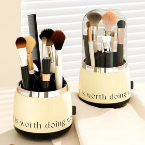 Exquisite Cosmetic Organizer with Dual Shelves and Brushes Holder - All-In-One Store