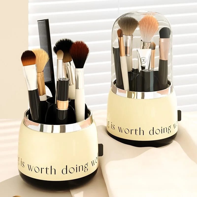 Exquisite Cosmetic Organizer with Dual Shelves and Brushes Holder - All-In-One Store
