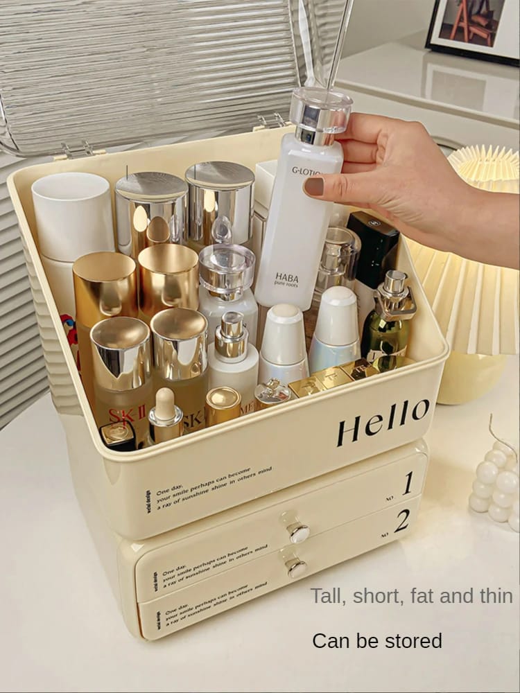 Exquisite Cosmetic Organizer with Dual Shelves and Brushes Holder - All-In-One Store