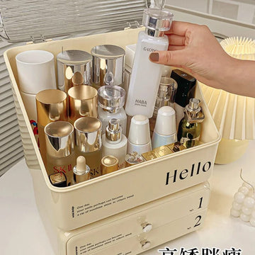 Exquisite Cosmetic Organizer with Dual Shelves and Brushes Holder - All-In-One Store