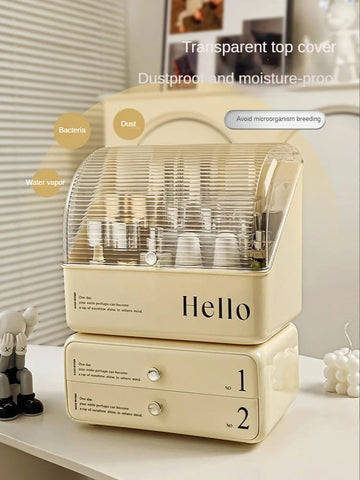 Exquisite Cosmetic Organizer with Dual Shelves and Brushes Holder - All-In-One Store