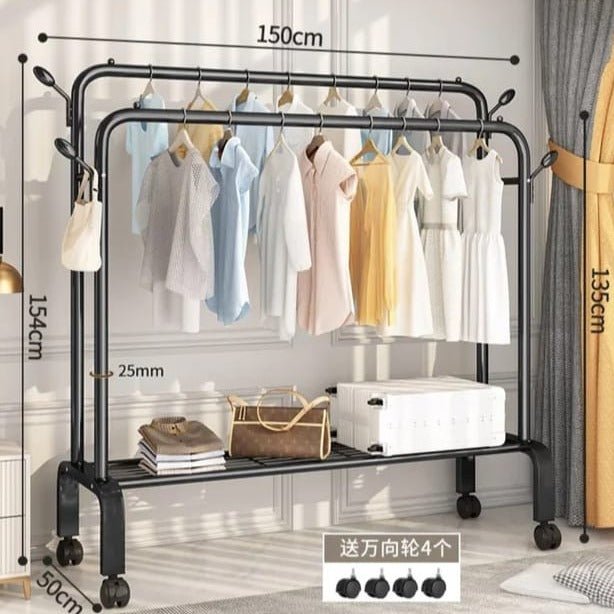 Floor-Standing Cloth Rack With Wheels - All-In-One Store