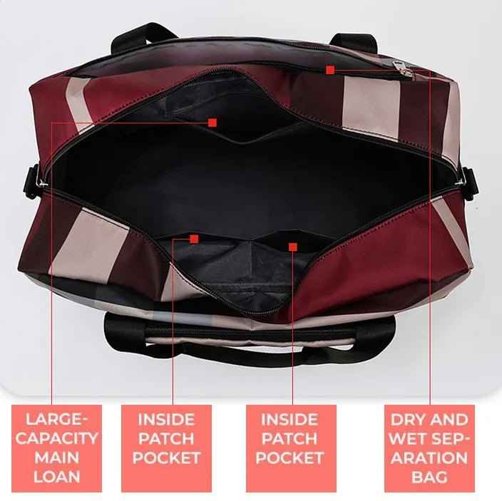 Foldable Travel Bag With Shoe Partition (Checks Designe) - All-In-One Store