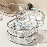 Multi-Tier Rotating Glacier Texture Jewelry Organizer with Bear Decor