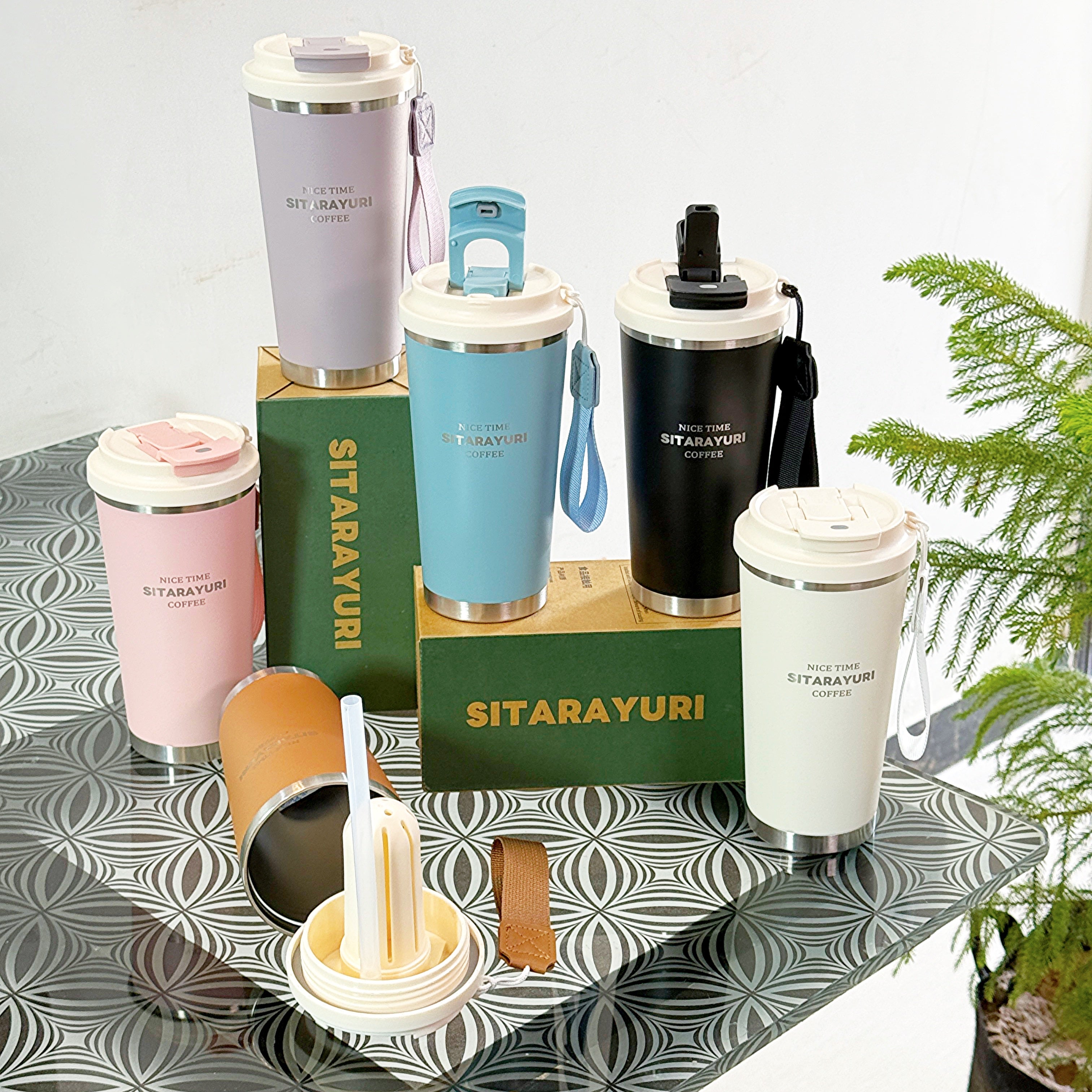 SITARAYURI 560ml Insulated Coffee Mug – Built-in Filter & Smart Lid (ZF-028)